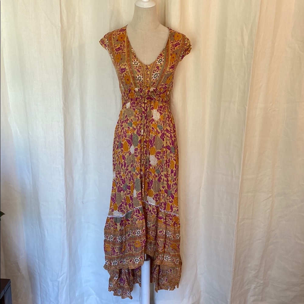 Aura the Label Dress Long Split Floral Open Back